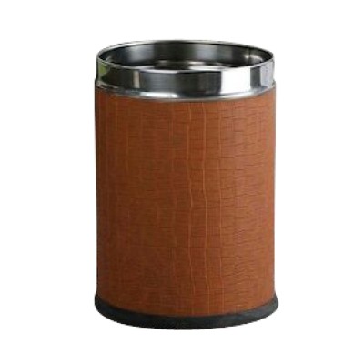 Open Metal Bin 7 Ltr. with Leather Coated Brown